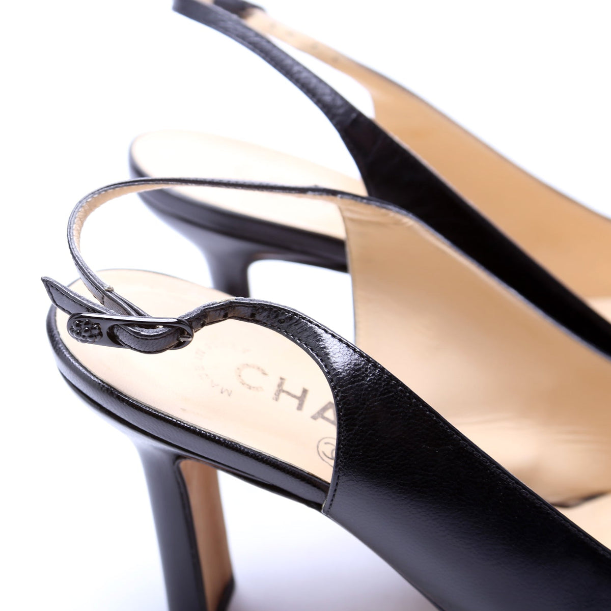 Cap Toe Slingback Pumps Size 37.5