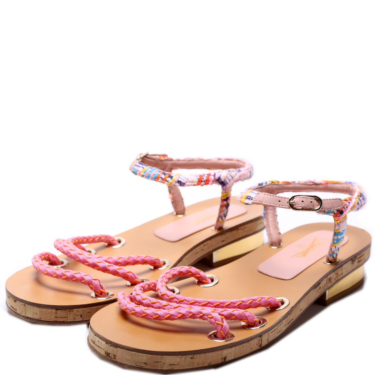 Tweed Cord Cork Sandals Size 40