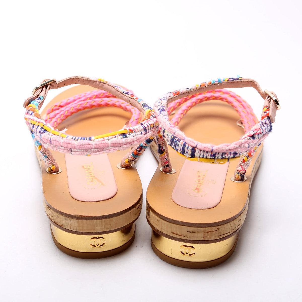 Tweed Cord Cork Sandals Size 40