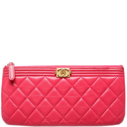 Boy Zipped Pouch Quilted Lambskin
