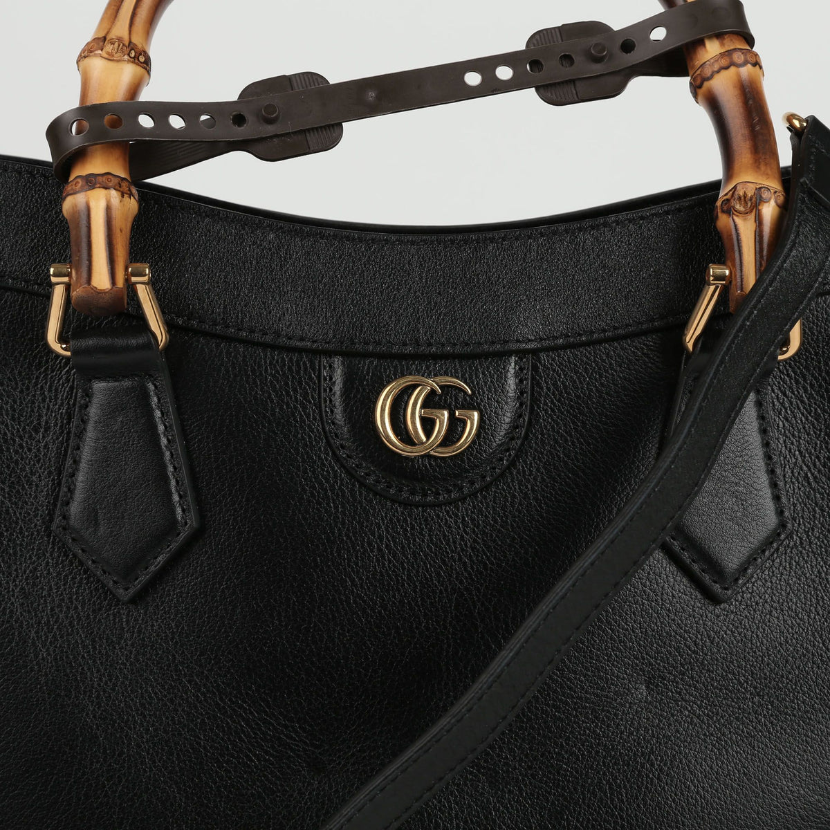 Gucci Medium Black Leather Diana Tote and Shoulder Bag 655658 65274935