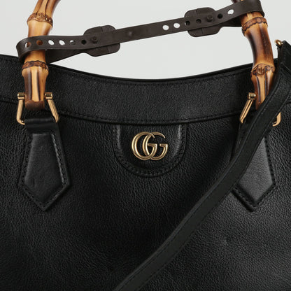 Gucci Medium Black Leather Diana Tote and Shoulder Bag 655658 65274935