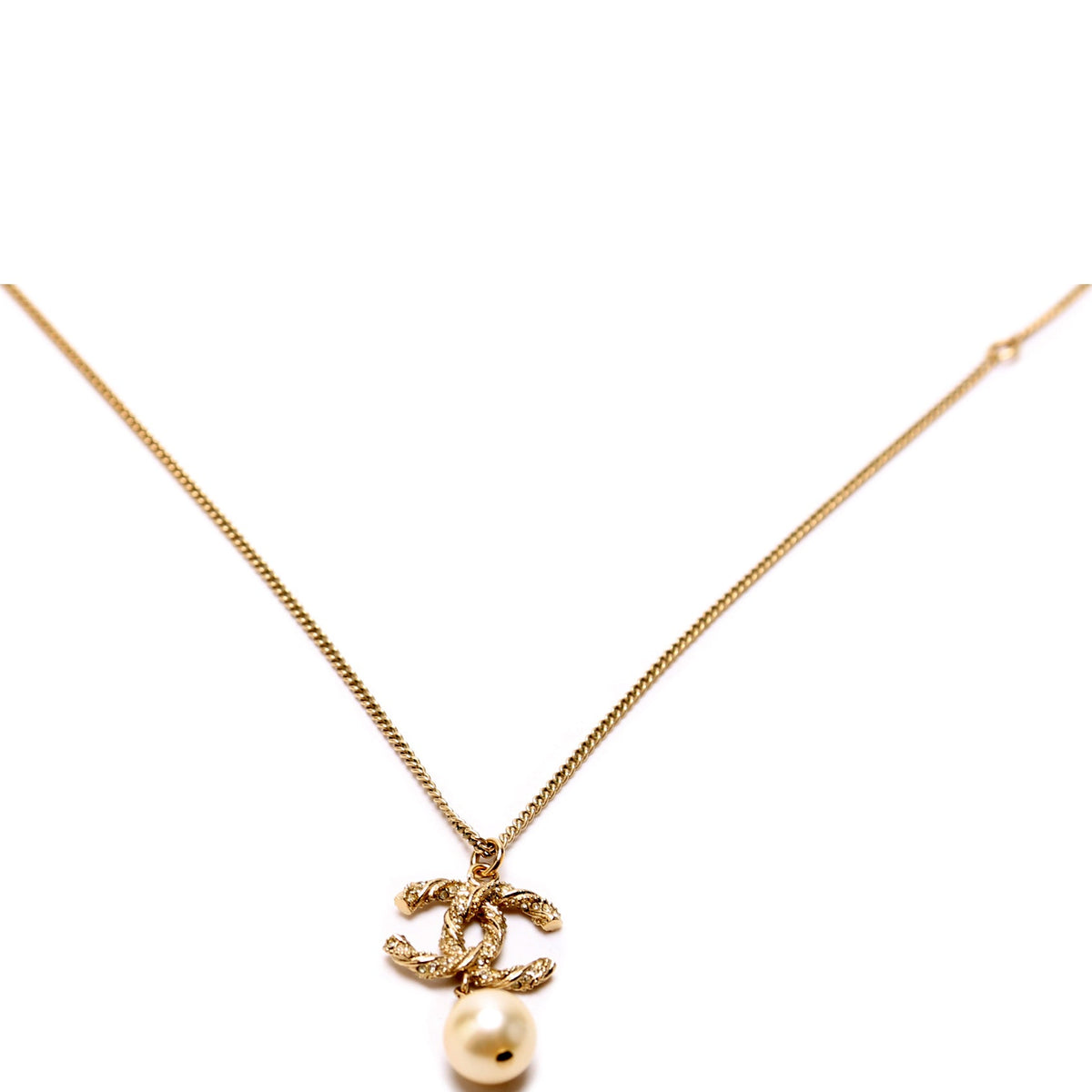 CC Crystals Faux Pearl Drop Necklace