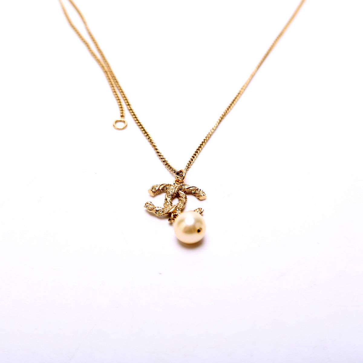 CC Crystals Faux Pearl Drop Necklace