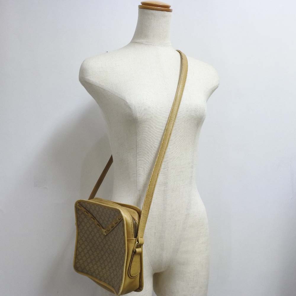 CELINE Shoulder Bag PVC Brown Macadam Women Used