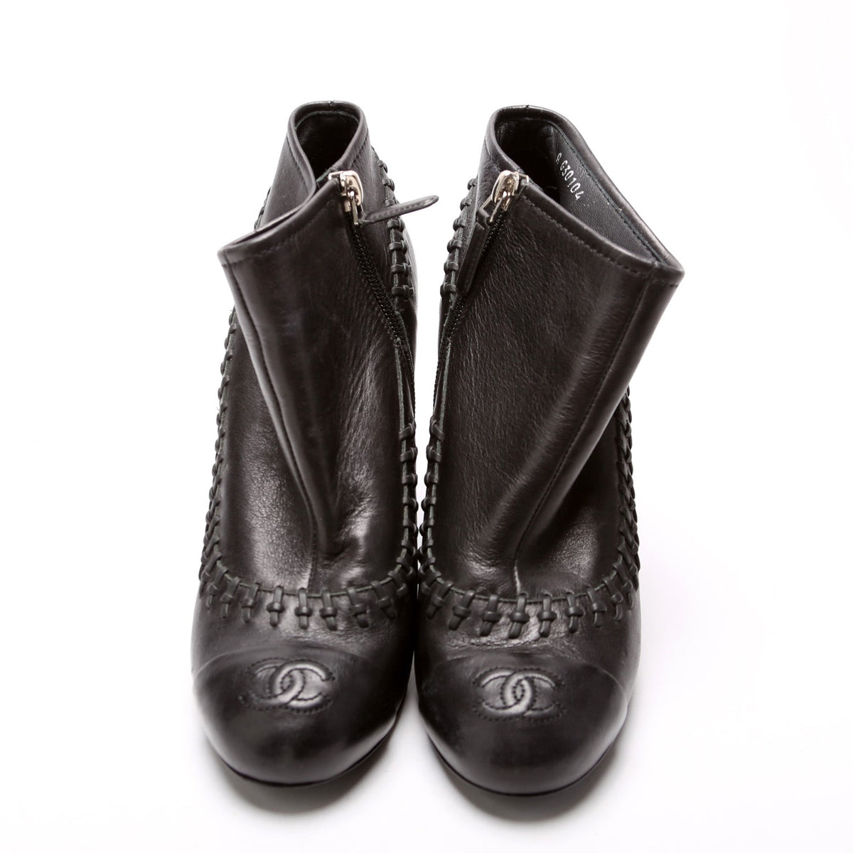 Cap Toe Leather Ankle Booties Size 38