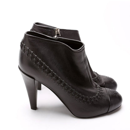 Cap Toe Leather Ankle Booties Size 38