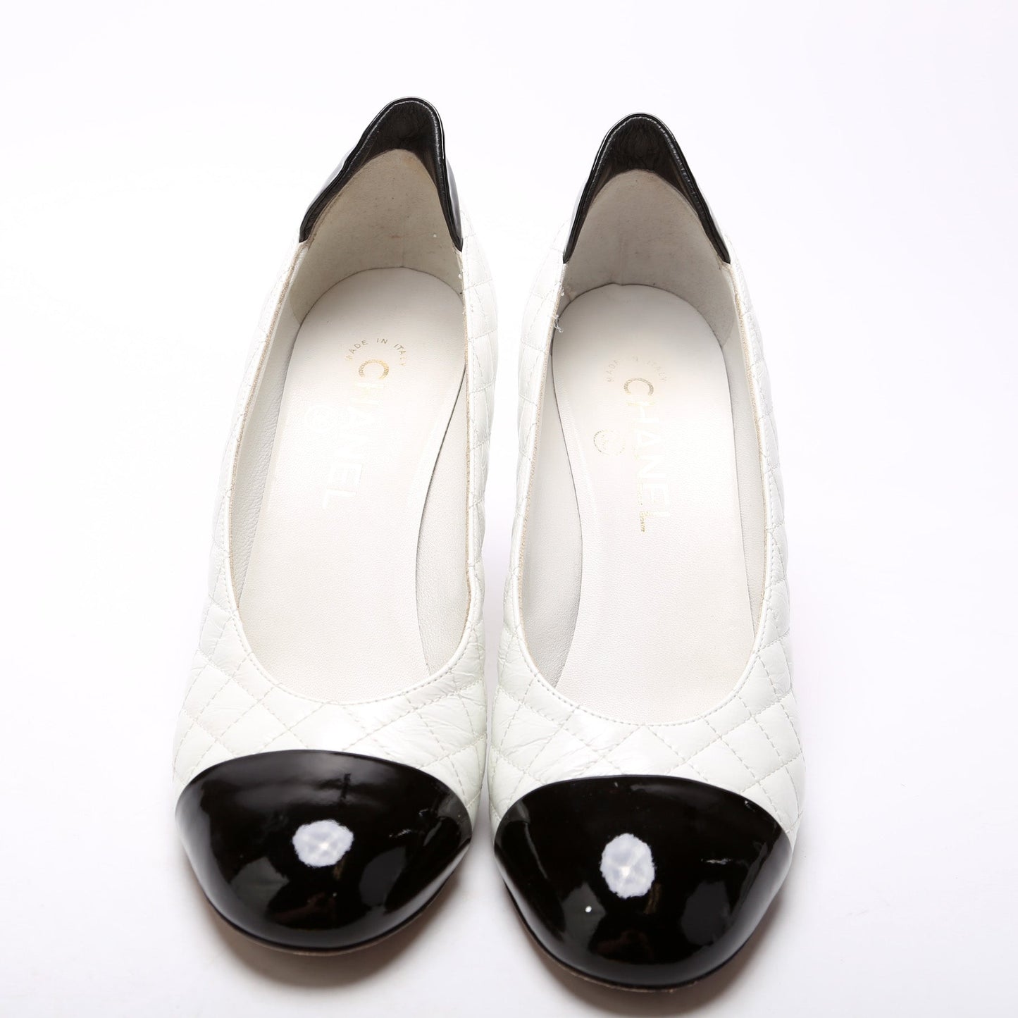 Cap Toe Quilted Pumps Size 39.5
