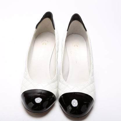 Cap Toe Quilted Pumps Size 39.5