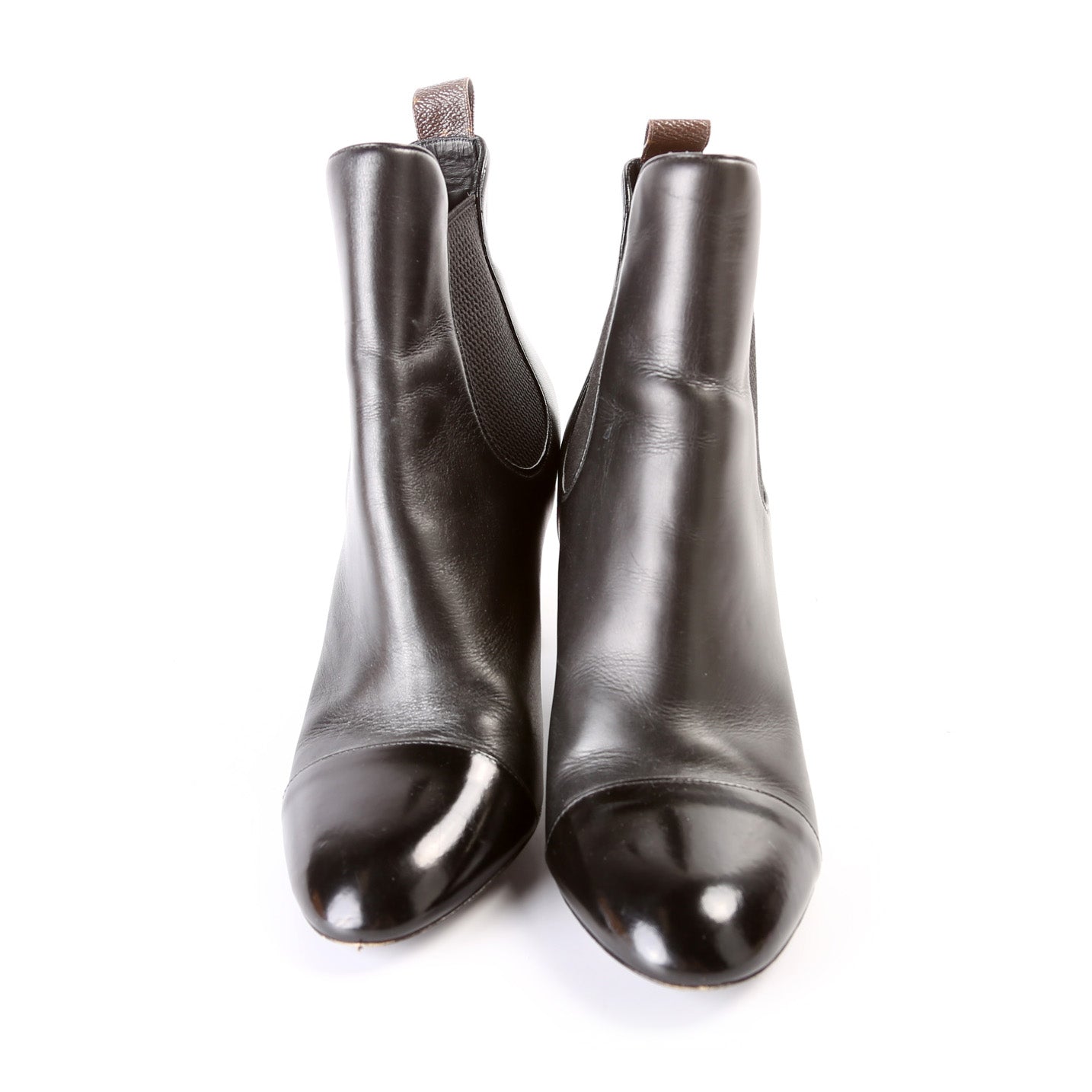 Cap Toe Leather Ankle Booties Size 39