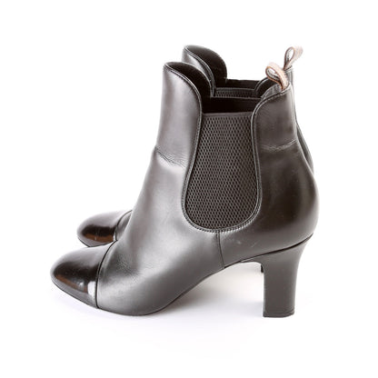 Cap Toe Leather Ankle Booties Size 39