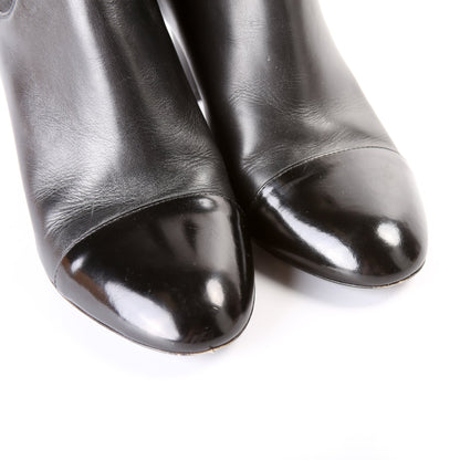 Cap Toe Leather Ankle Booties Size 39