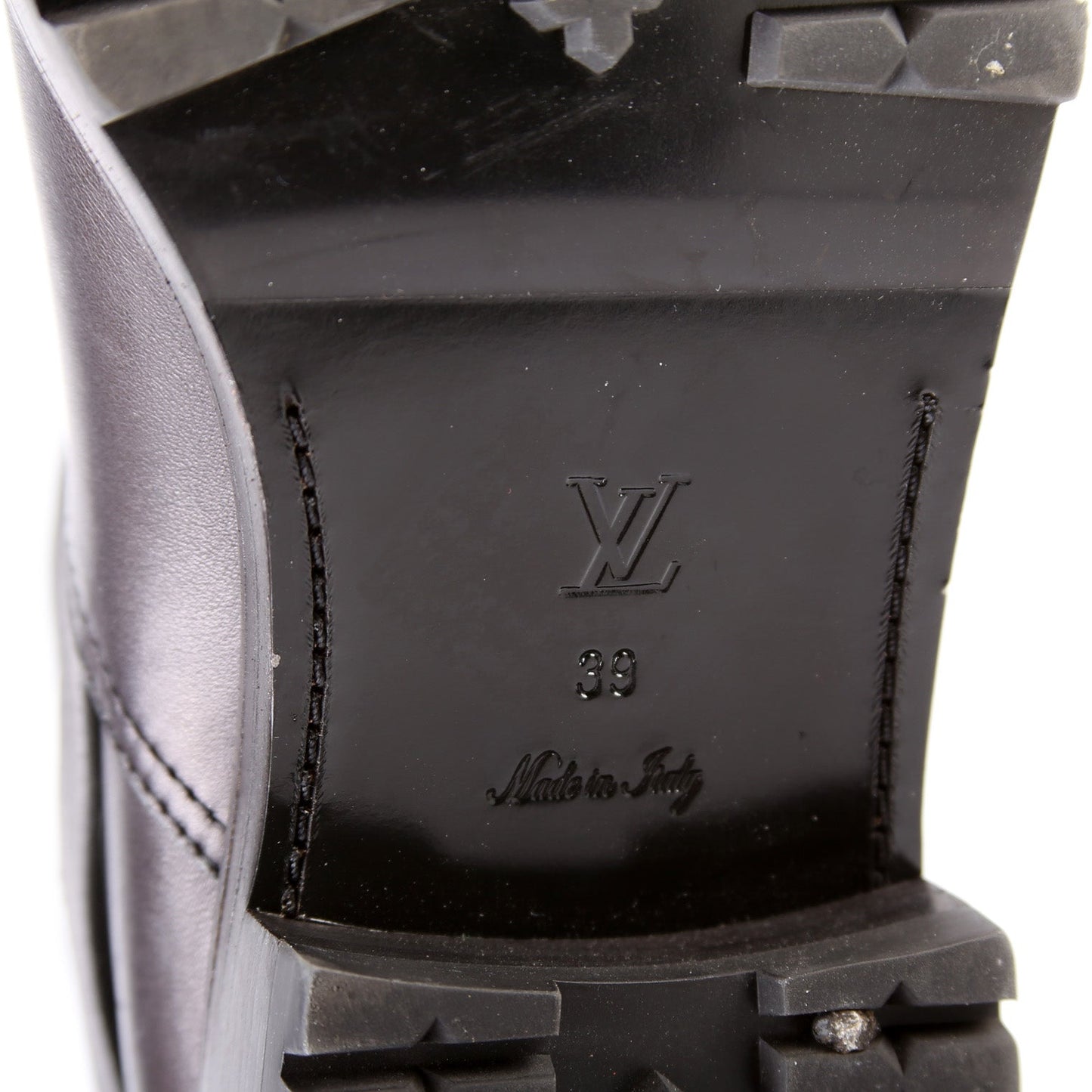 Leather Monogram Ankle Combat Boots Size 39