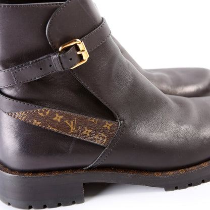 Leather Monogram Ankle Combat Boots Size 39
