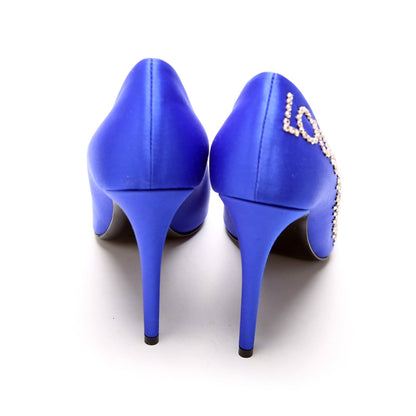 Crystal Logo Pointed Toe Pumps Size 38