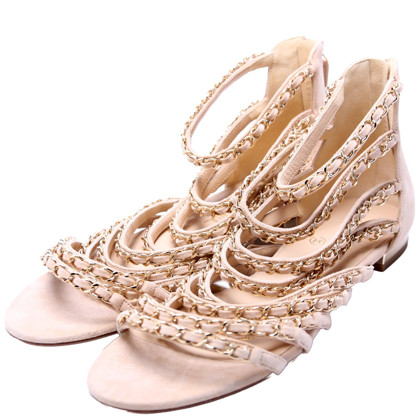 Suede Multi Chain Sandals Size 39