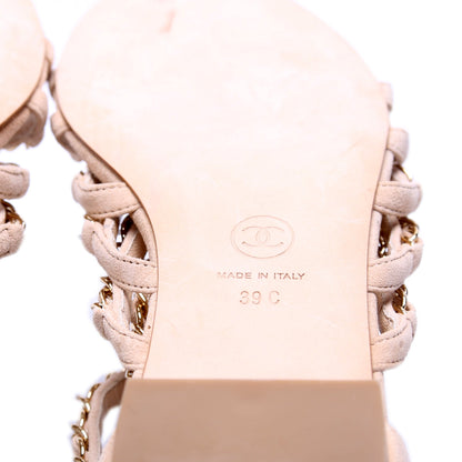 Suede Multi Chain Sandals Size 39