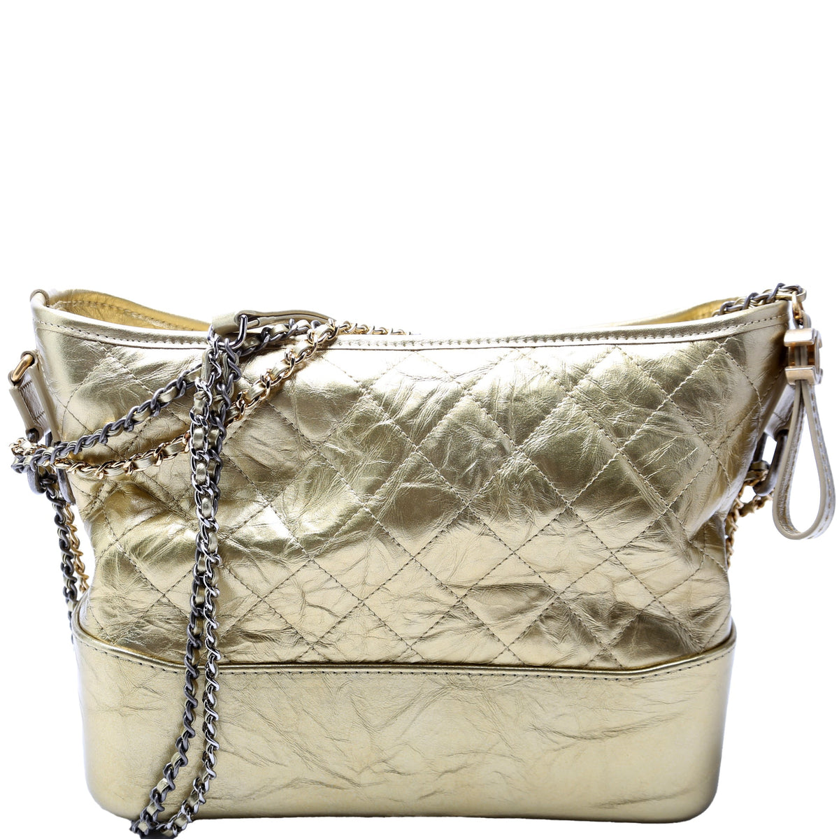 Gabrielle Hobo Medium Aged Metallic Calfskin