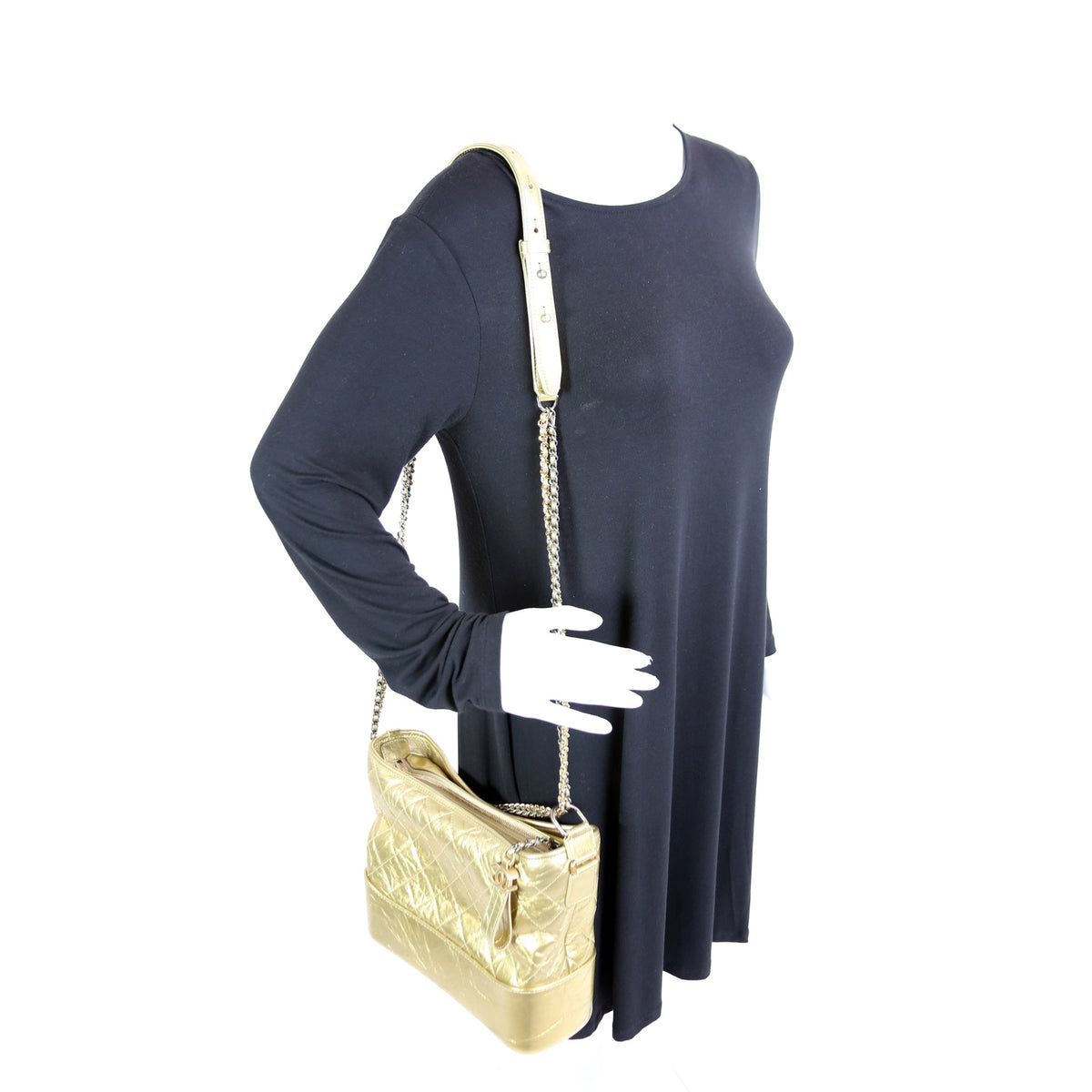 Gabrielle Hobo Medium Aged Metallic Calfskin
