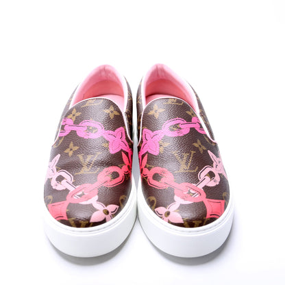 Monogram Chain Slip On Sneakers Size 36.5