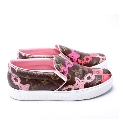 Monogram Chain Slip On Sneakers Size 36.5