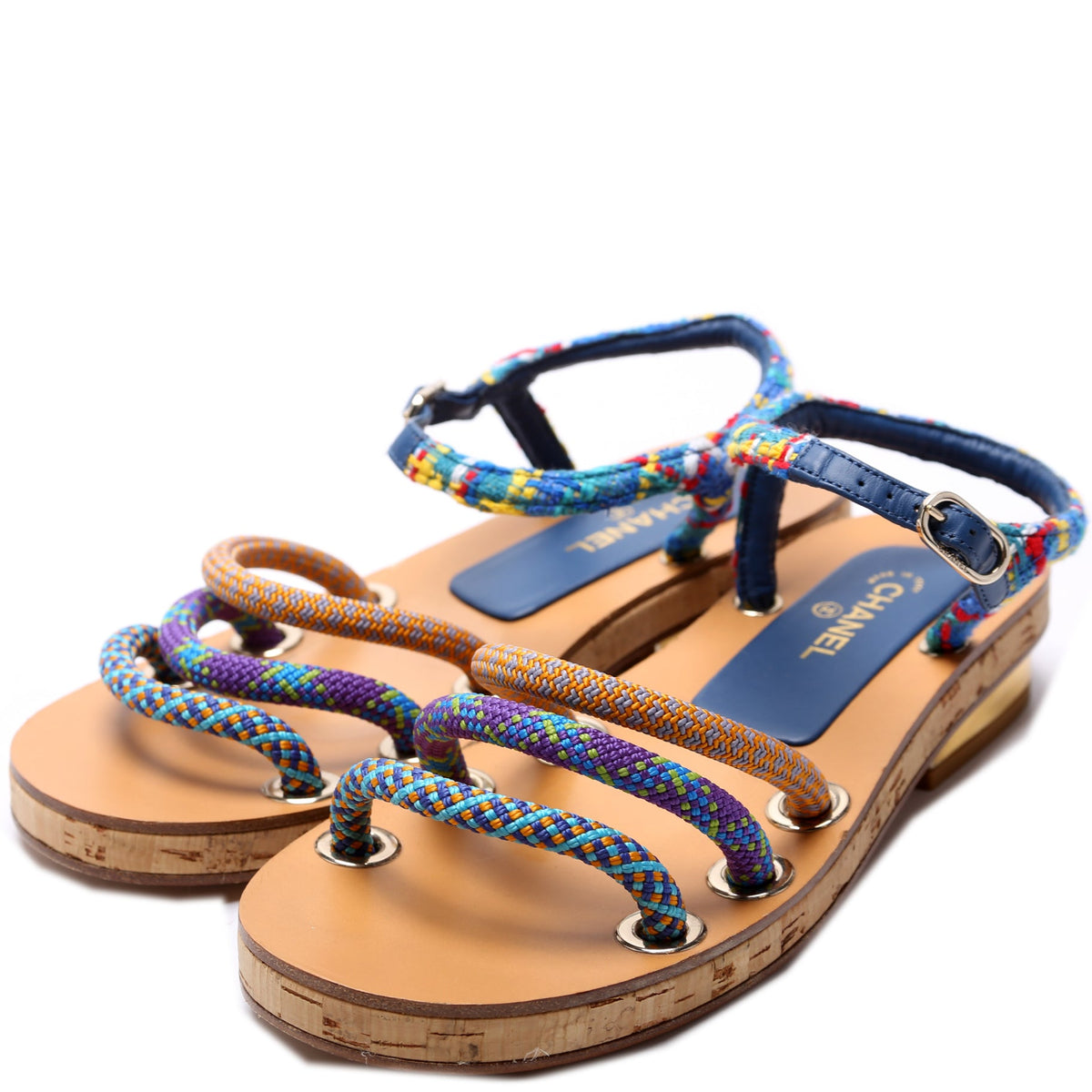 Tweed Ankle Strap Sandals Size 36.5