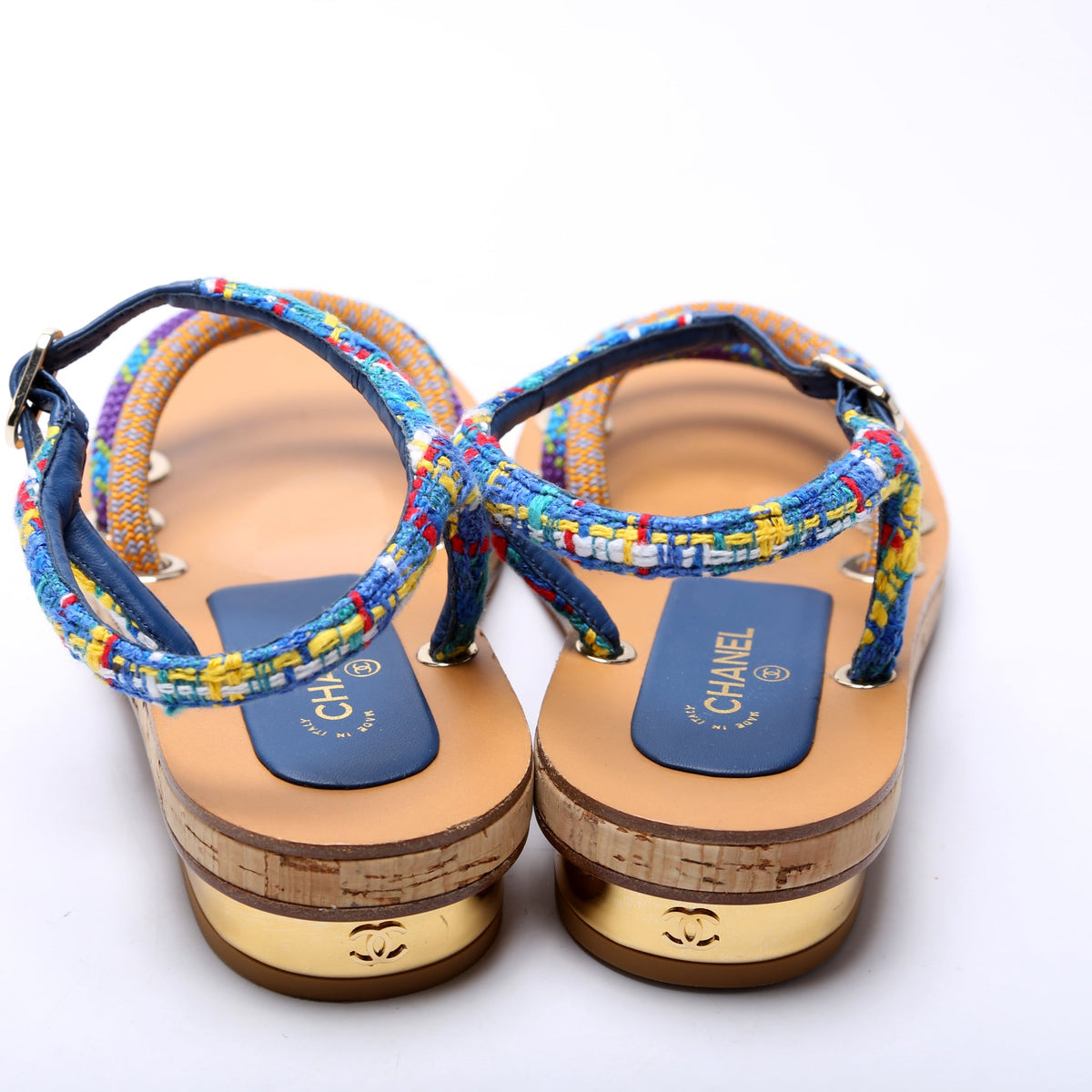 Tweed Ankle Strap Sandals Size 36.5
