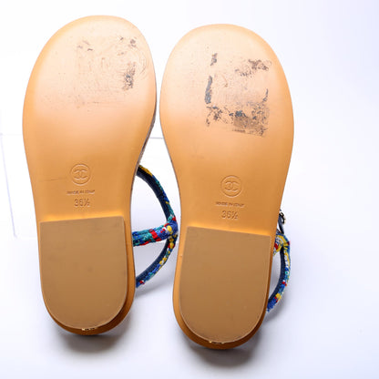Tweed Ankle Strap Sandals Size 36.5