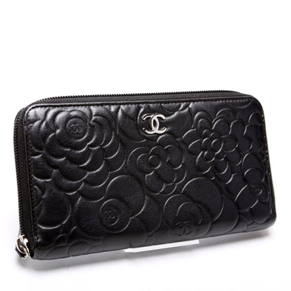 Camellia Zip Around Wallet Lambskin