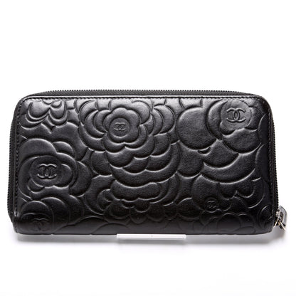 Camellia Zip Around Wallet Lambskin