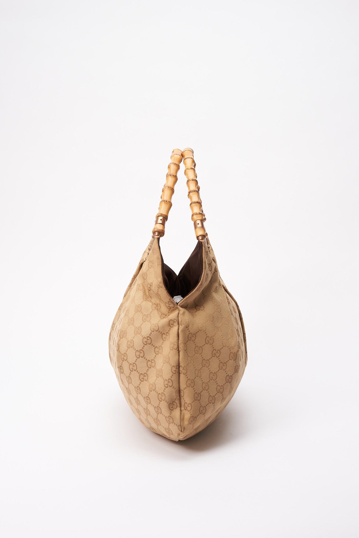 Vintage Gucci Bag with Bamboo Handle - Beige Canvas