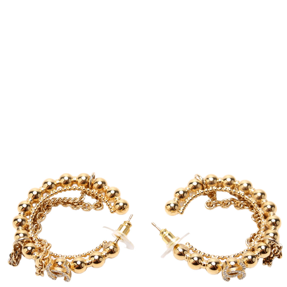 CC Crystal Beaded Hoop Earrings