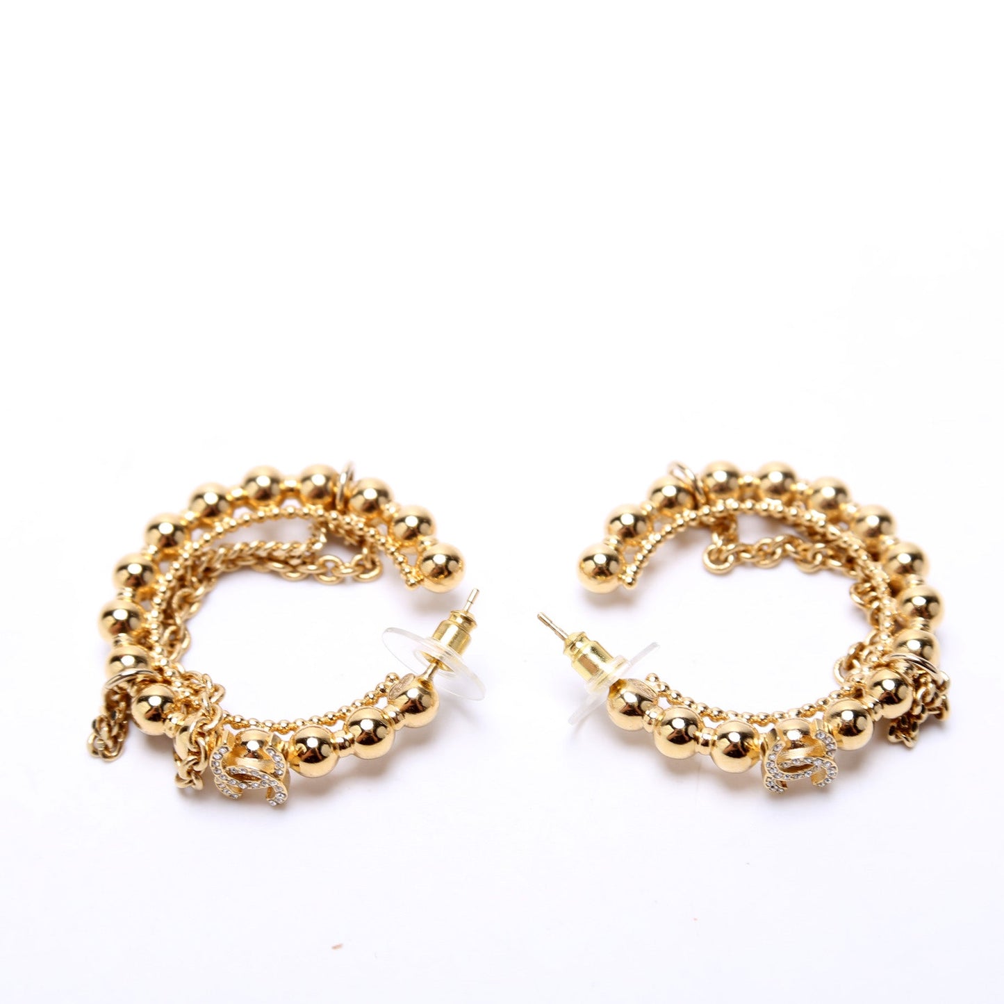 CC Crystal Beaded Hoop Earrings