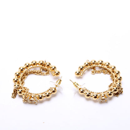 CC Crystal Beaded Hoop Earrings