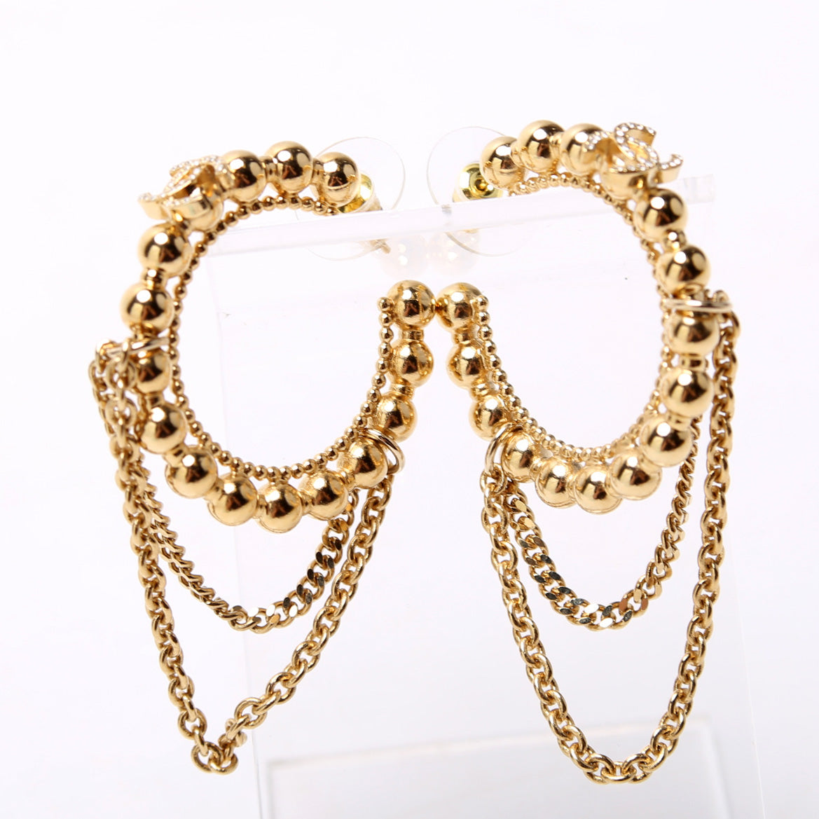 CC Crystal Beaded Hoop Earrings