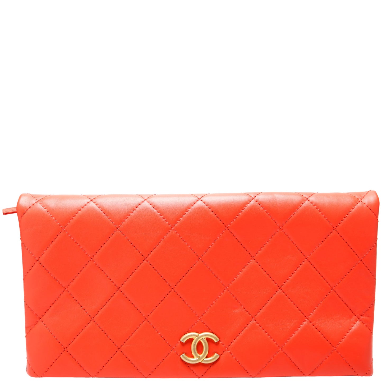 CC Fold Over Large Clutch Quilted Lambskin 25M