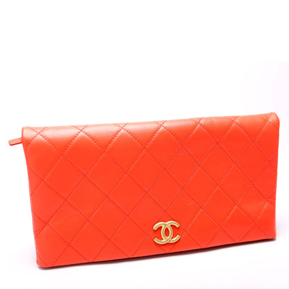 CC Fold Over Large Clutch Quilted Lambskin 25M