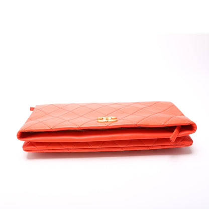 CC Fold Over Large Clutch Quilted Lambskin 25M