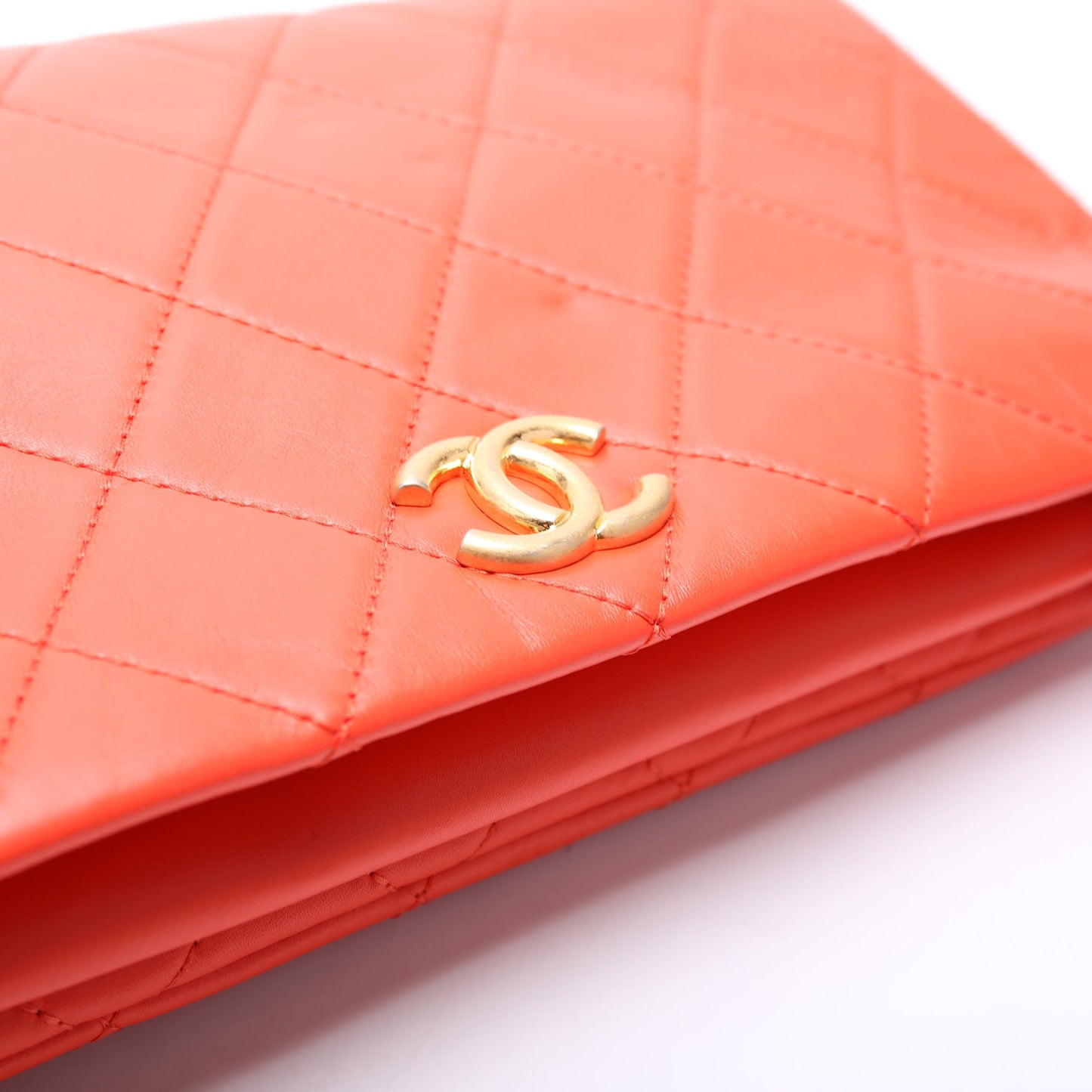 CC Fold Over Large Clutch Quilted Lambskin 25M