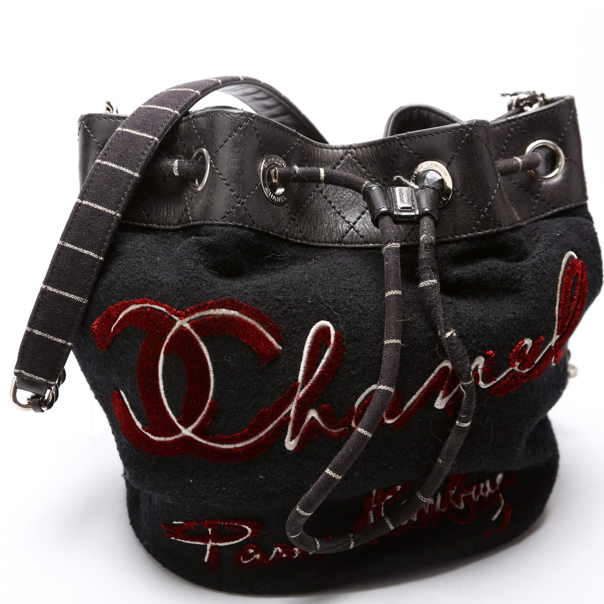 Paris-Hamburg Drawstring Bucket Bag Black