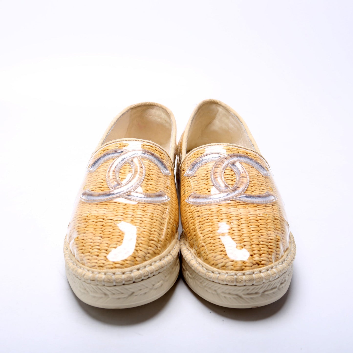 Raffia/PVC Espadrille Flats Size 38