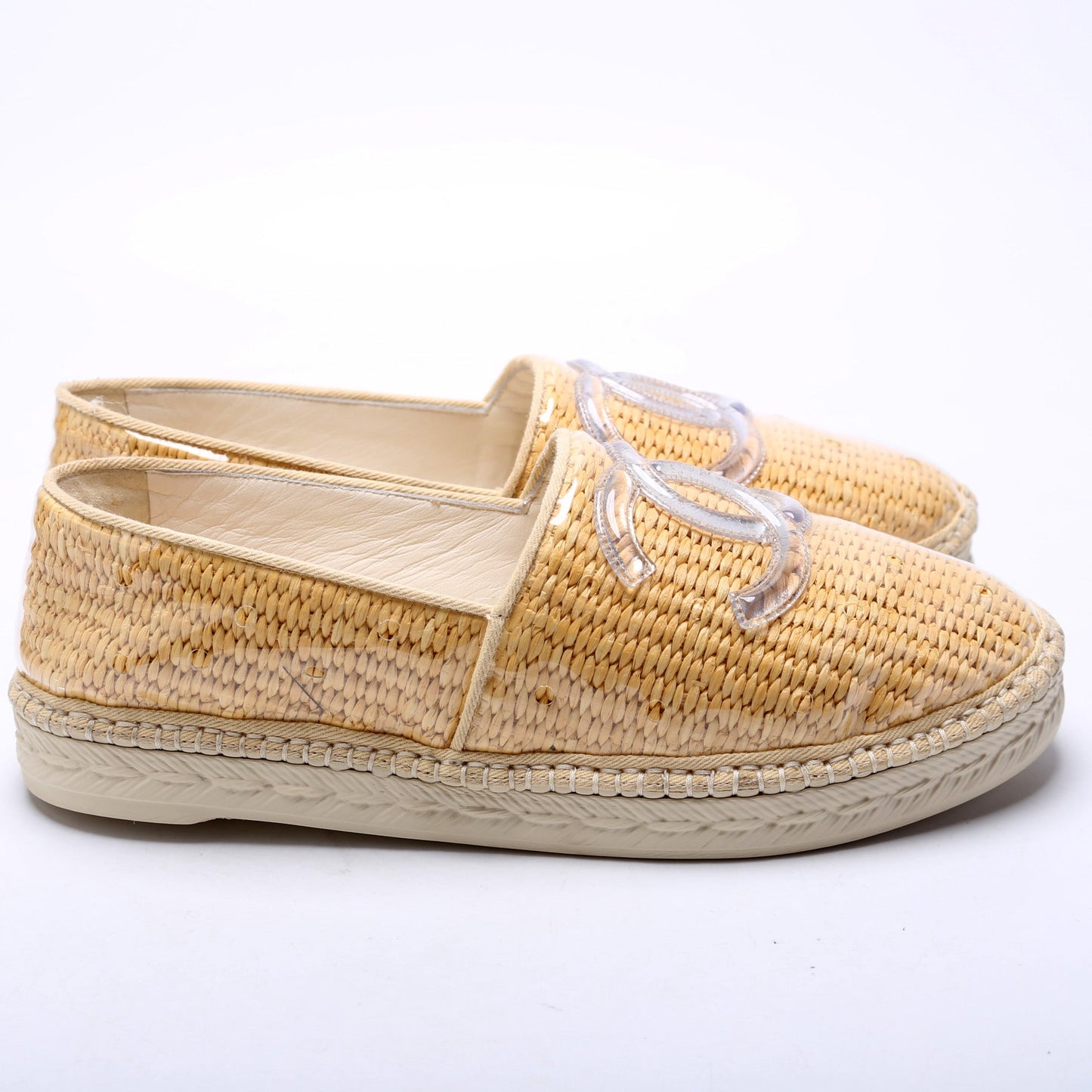 Raffia/PVC Espadrille Flats Size 38