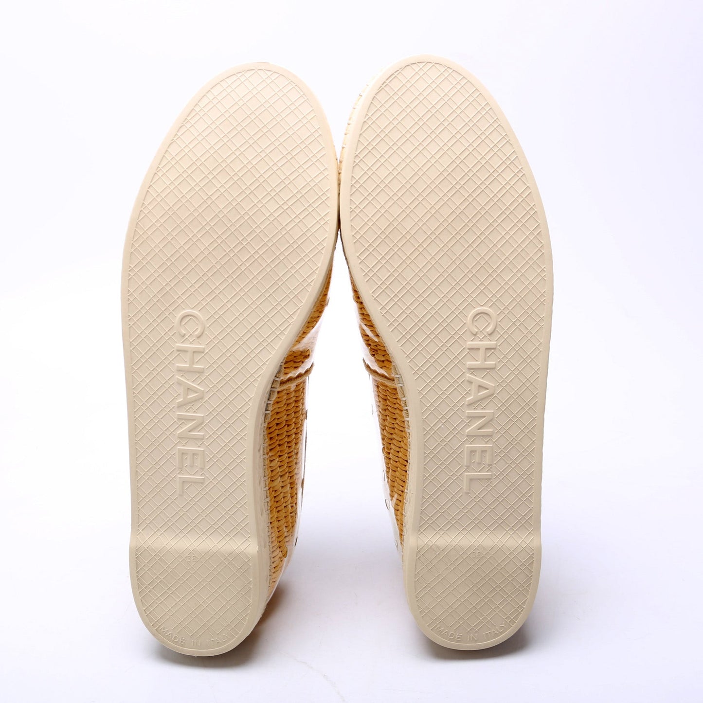 Raffia/PVC Espadrille Flats Size 38