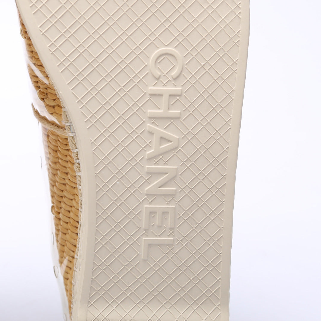 Raffia/PVC Espadrille Flats Size 38