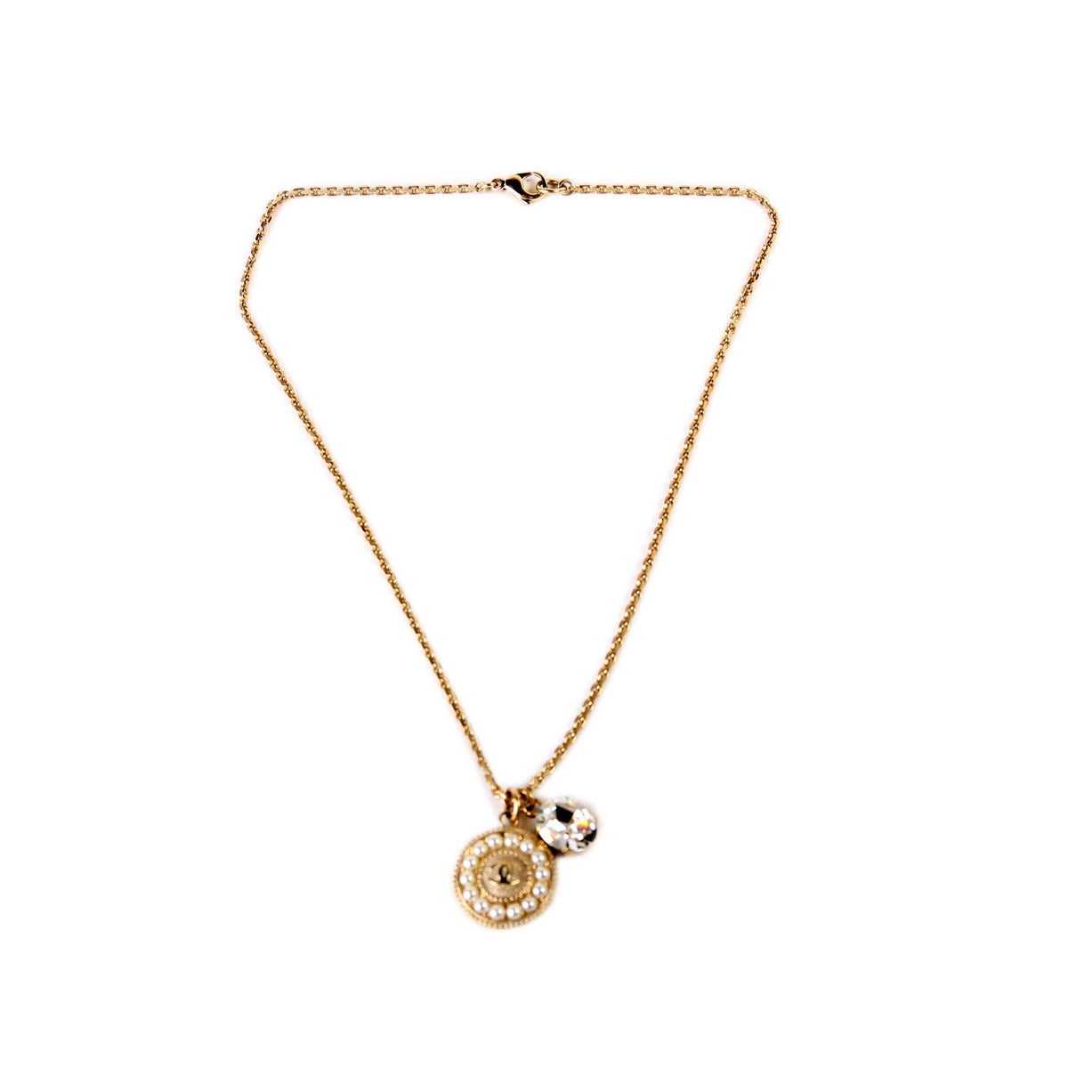 CC Round Pearly Pendant and Crystal