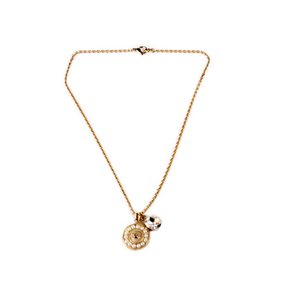 CC Round Pearly Pendant and Crystal