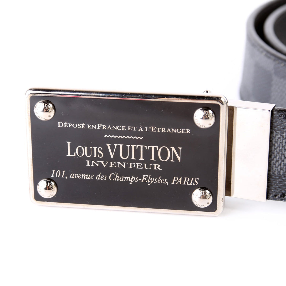 LV Inventeur 35MM Damier Graphite/Leather/ Reversible Belt Size 85/34