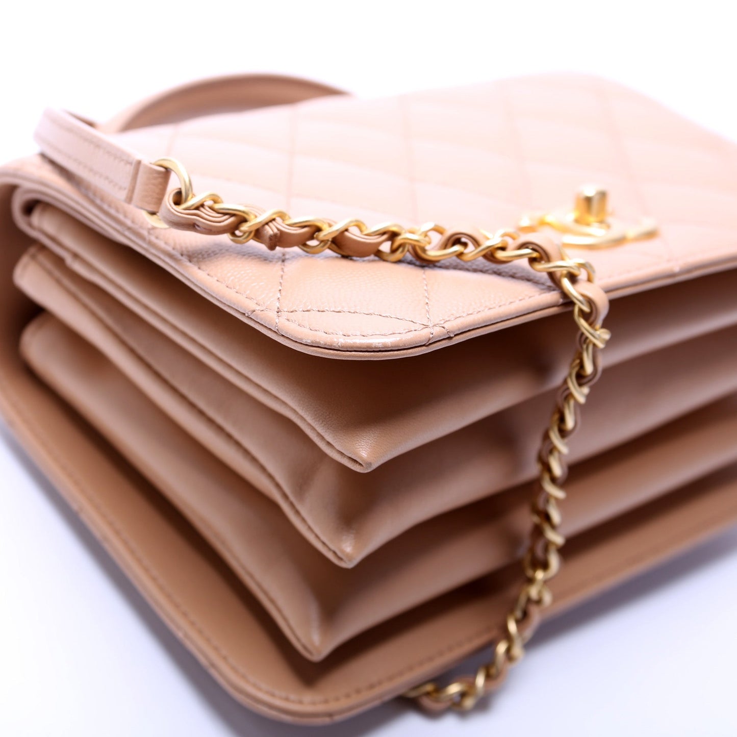 Mini Top Handle Flap Bag Quilted Caviar