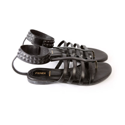 Gladiator Leather Studded Ankle Sandals Size 37.5