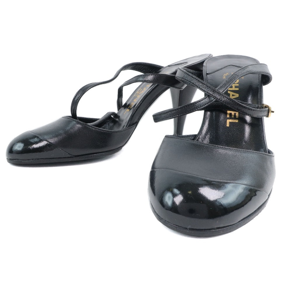 CHANEL Sandals Calfskin, patent leather black Women 35 1/2 Used
